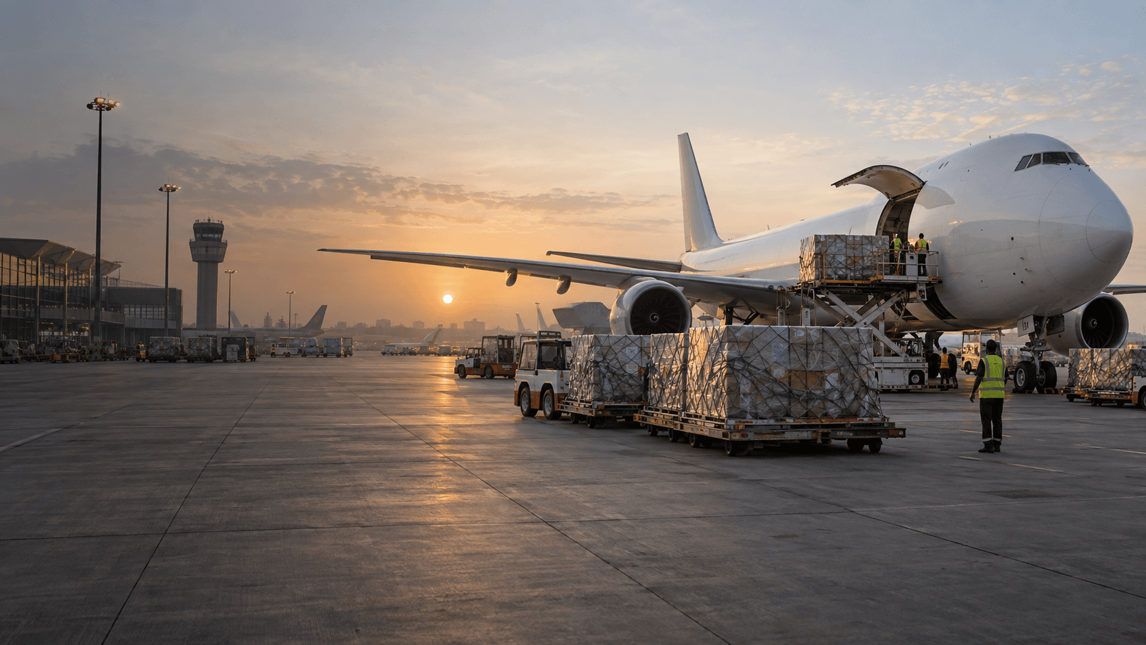 Air cargo operations at an international airport